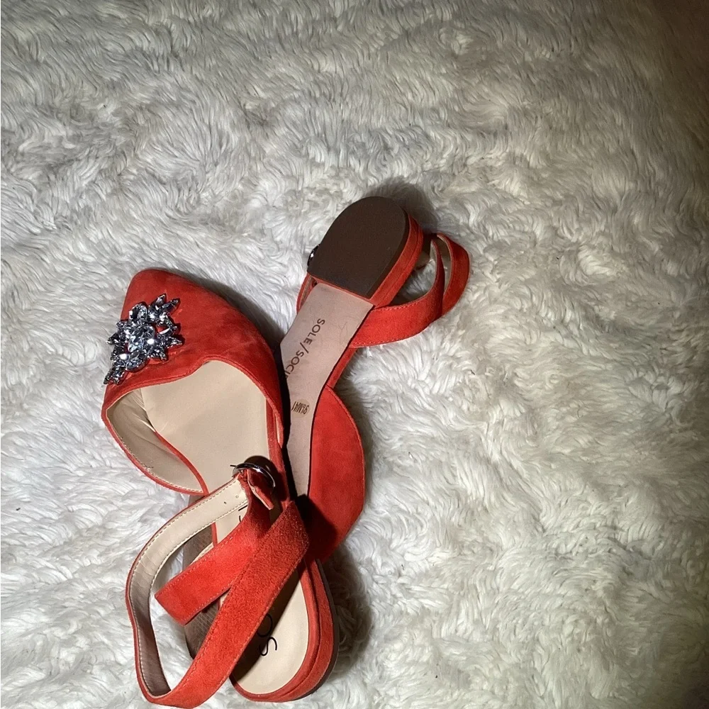 Sole Society Pearla Embellished Pointed Toe Leather Sandals size 9.5